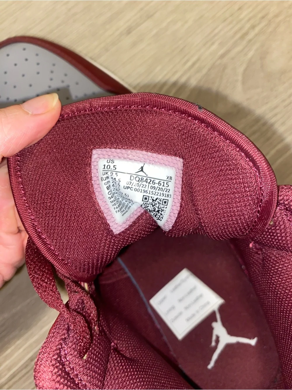Jordan Men's Maroon and Gray Mid-Top Sneakers